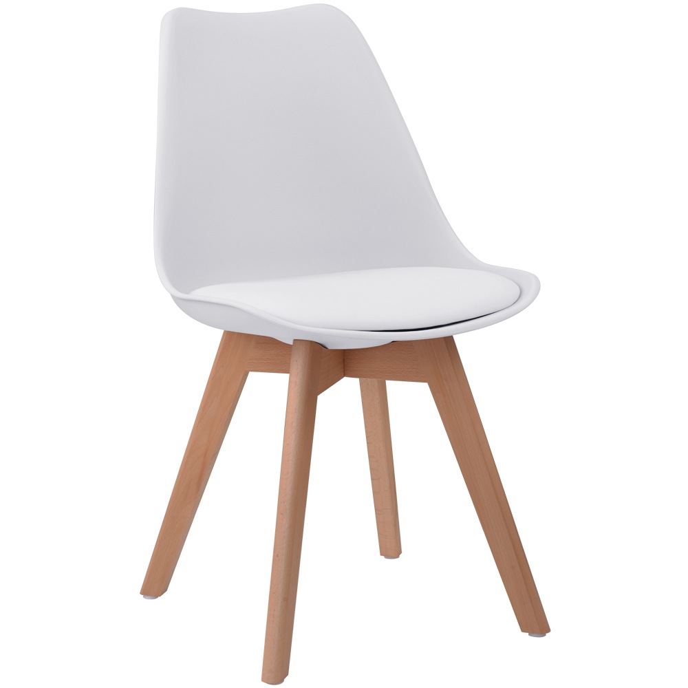 【1脚単品販売 】ダイニングチェア イームズチェア 座面クッション付き 天然木脚 北欧　可愛い外観　おしゃれ スタッキング シェルチェア リビングチェア