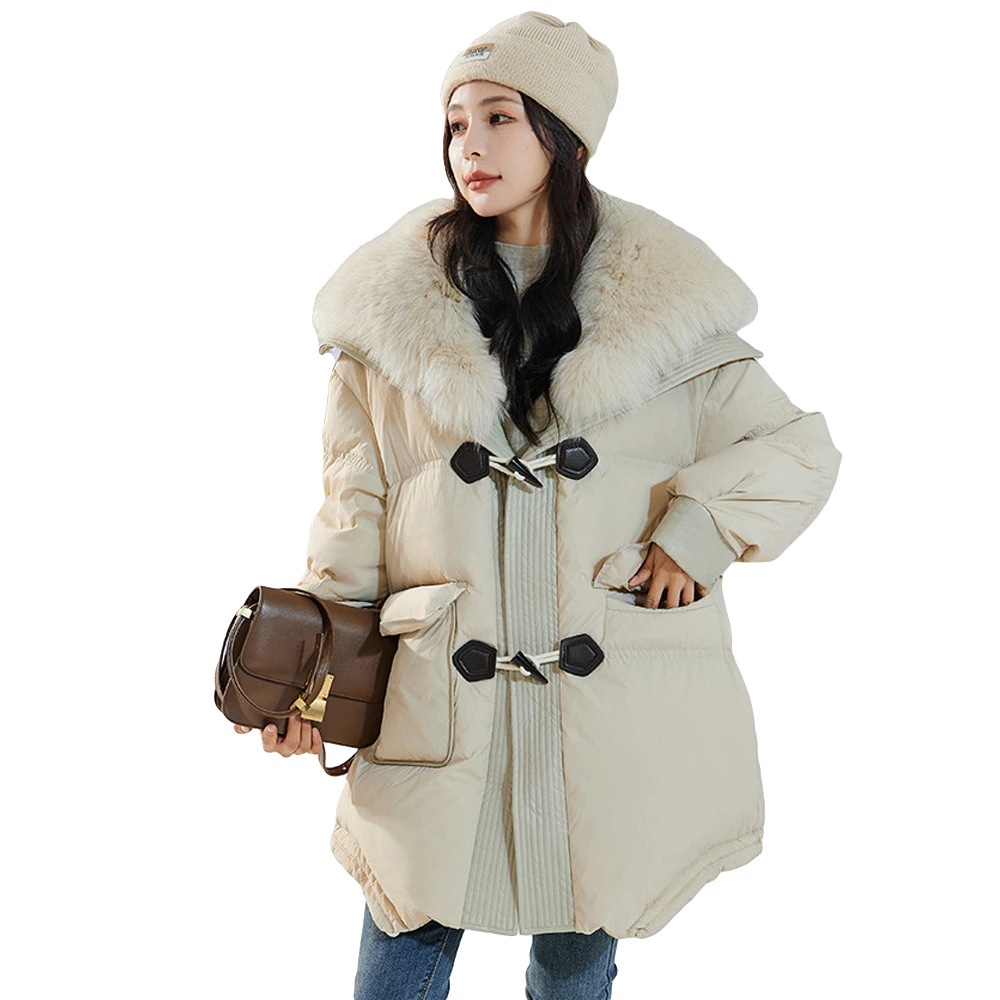 [最安値挑戦]！アウター ダウン 冬服 ダウンコート 非対称ポケット ファー襟 コート 保温 防寒 90％ダックダウン 暖かい 大きいサイズ レディース ダウンジャケット