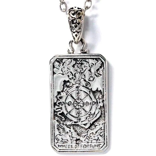 シルバー925 ペンダント ネックレス タロットカード 運命の輪 クロス 十字架 ツタ メンズ