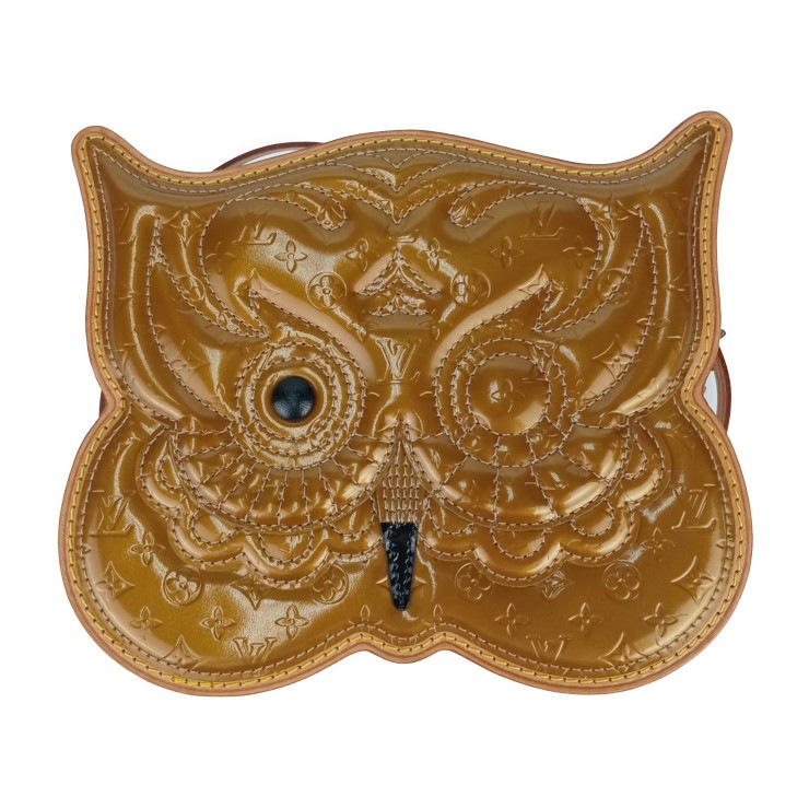 ルイヴィトン ショルダーバッグ クロスボディバッグ ポシェットコントドゥフェ ヴェルニ M92268 アニマル フクロウ アウル ゴールド ハンドバッグ ショッピングバッグ【本物保証】
