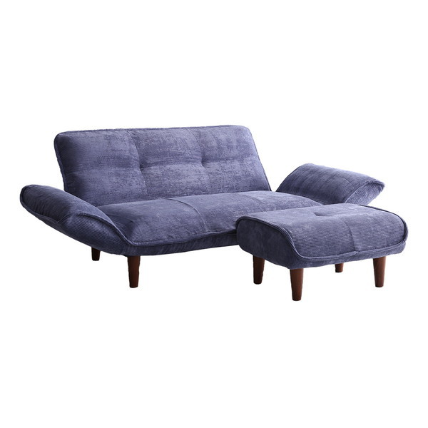 ホームテイスト SH-07-CDS-S 肌触りが良いコーデュロイソファ 2人掛け オットマンセット Qooliss-クーリス- ネイビー メーカー直送