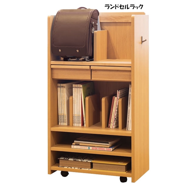 シンプルランドセルラック（キャスター付）教科書収納 子供部屋 書棚 本棚 ブックラック ランドセルラック（952）