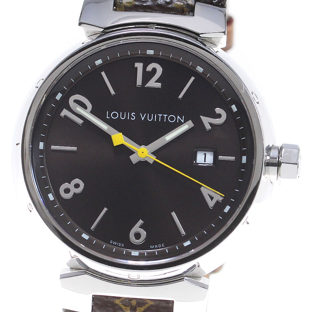 ルイ・ヴィトン LOUIS VUITTON Q1111 タンブール デイト クォーツ メンズ _847648【中古】