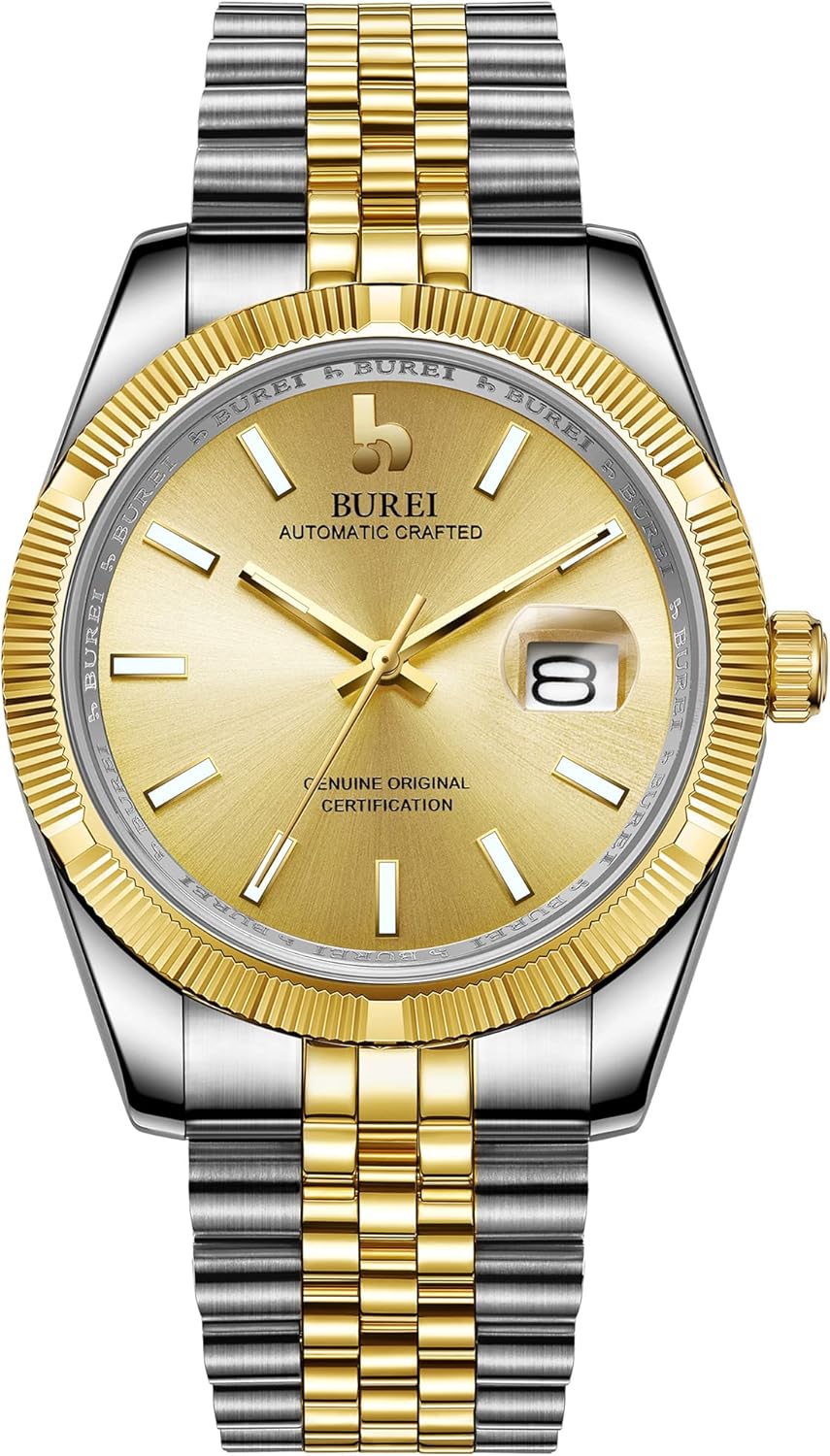 腕時計 自動巻き 機械式 防水 アナログ 日付表示 夜光 ゴールドシルバー ビジネス シンプル