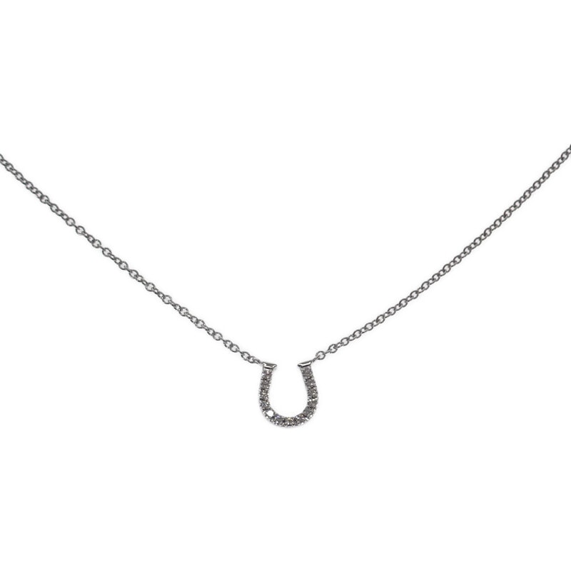 メトロホースシューペンダント ネックレス K18WG ホワイトゴールド ダイヤモンド レディース 人気 美品 ギフト【Aランク】