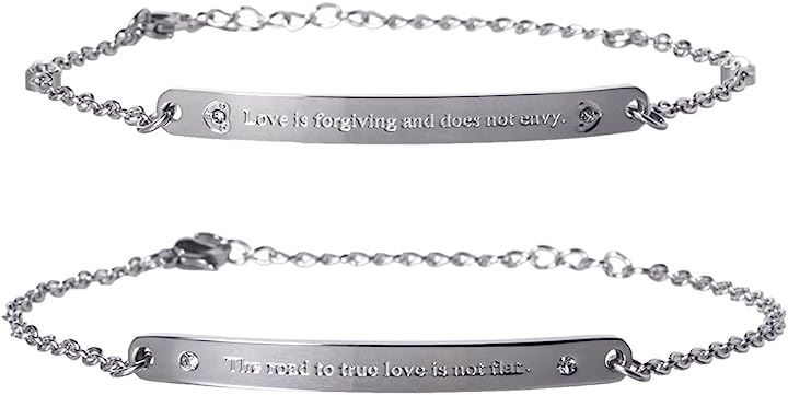 ペアブレスレット カップル ステンレス メンズ レディース( シルバー＆シルバー) 7,795円