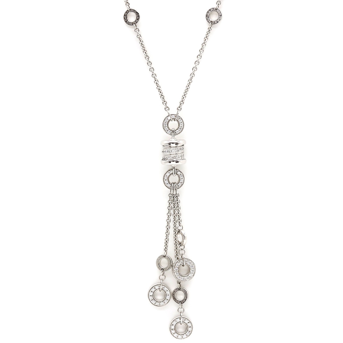 ブルガリ BVLGARI ネックレス ビーゼロワン エレメントネックレス ダイヤモンド K18WG ダイヤモンド ホワイトゴールド B-zero1 750WG 【中古】