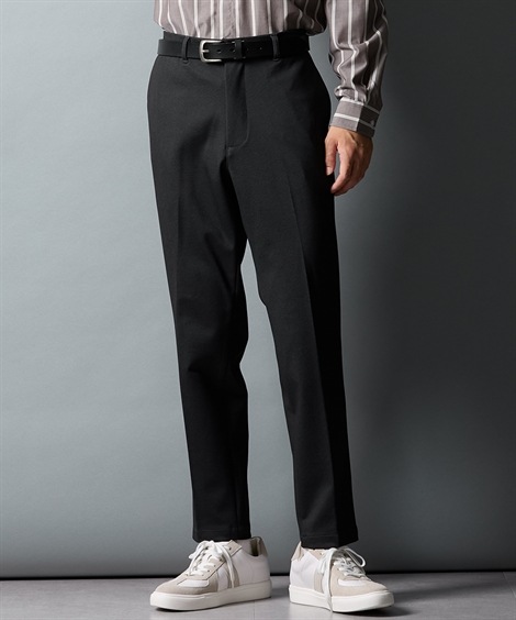 パンツ・スラックス 2WAYストレッチ総柄ニットノータックテーパードスラックス