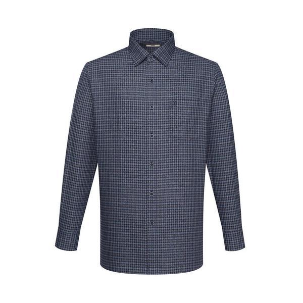 起毛ポリ混紡スモールチェックシャツ レギュラーフィット ネイビー___DKW2SHCL115N1