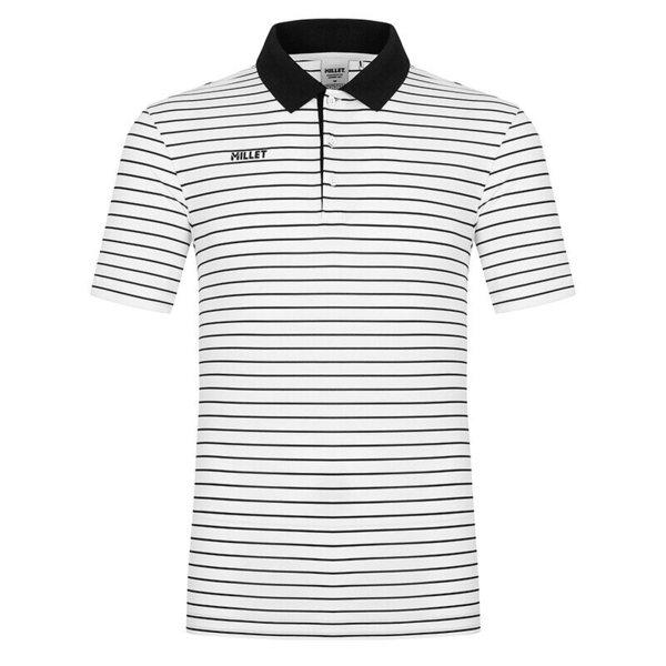 男性用アウトドア夏用カラーTシャツ アルカ冷感ストライプTシャツ ブラック_CC