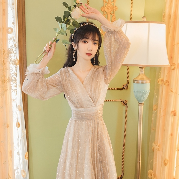 新作 秋冬 レディース 春夏 ワンピース ひざ下 ロング ロング丈 袖あり 半袖 長袖 Vネック