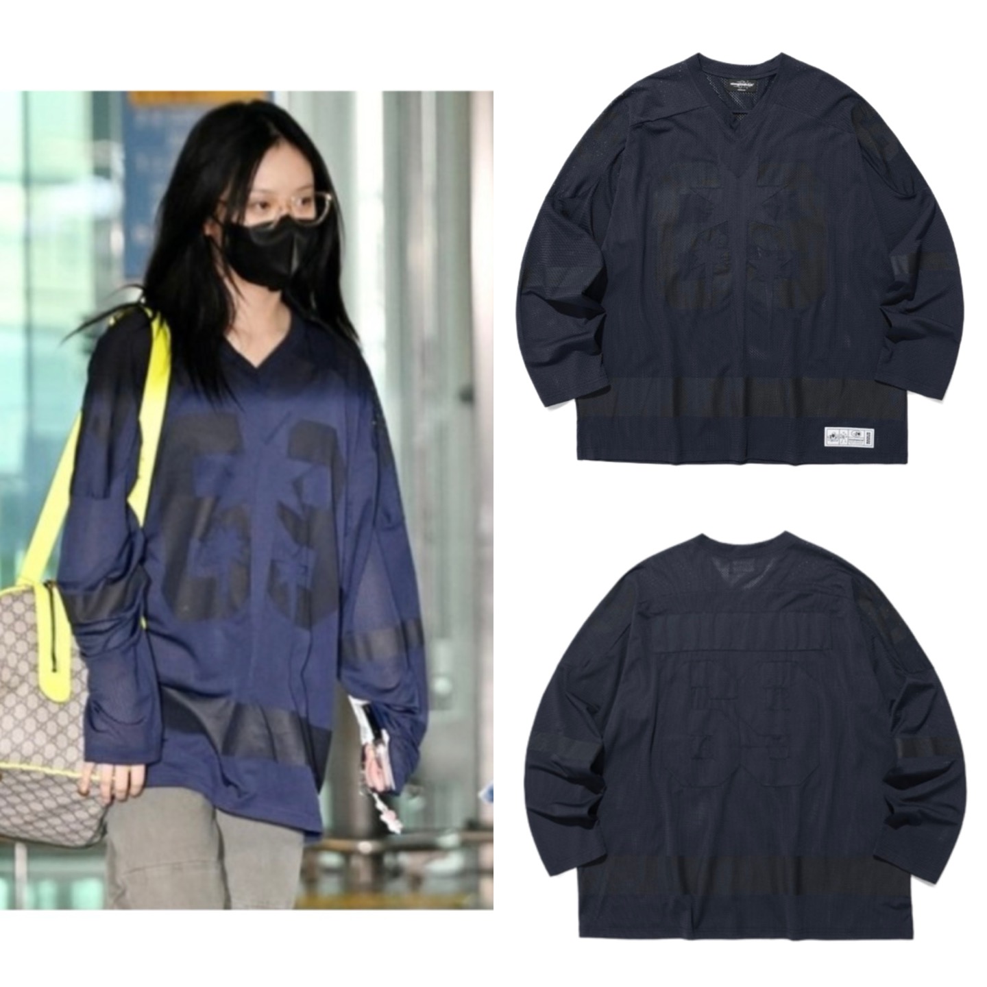 (Newjeans HANNI 着用) MESH FOOTBALL JERSEY [NAVY]