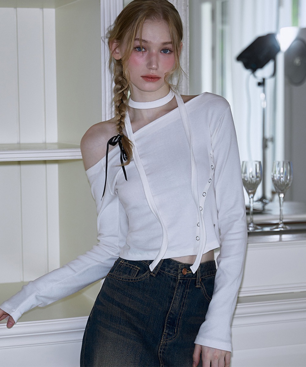 Eyelet Tie Long Sleeve [Ivory]