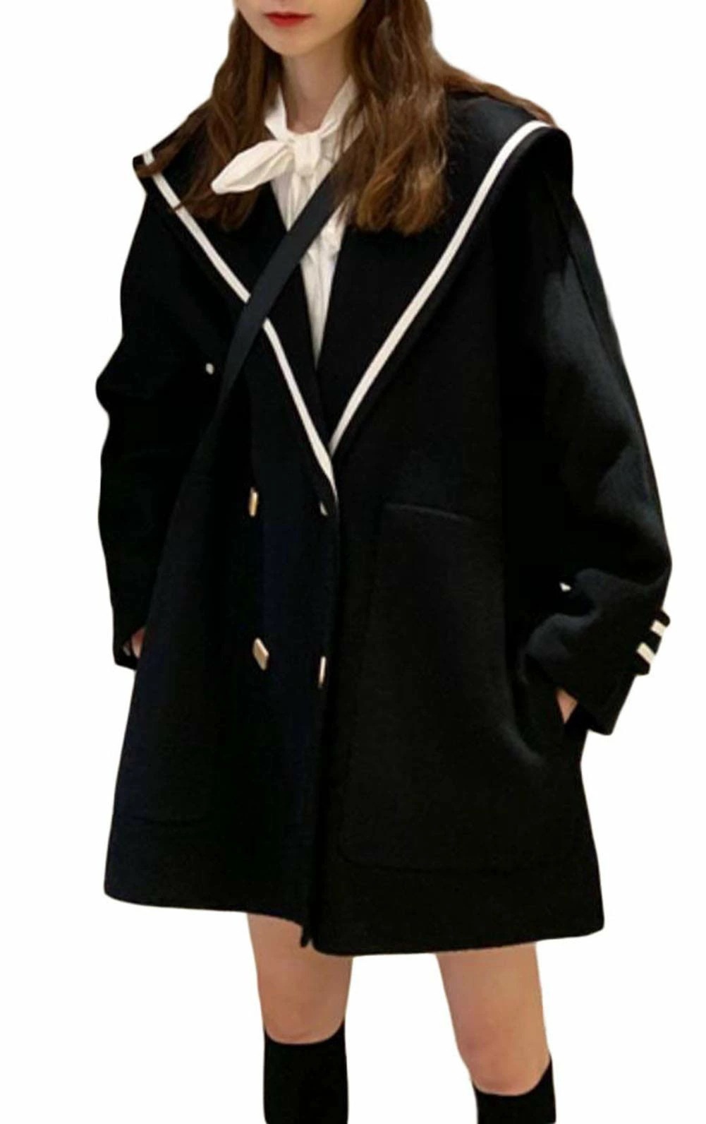 チェスターコート レディース コート セーラー襟 海軍風 ラシャコート 森ガール かわいい アウター 学院風 おしゃれ 通学 ピンク 秋 冬