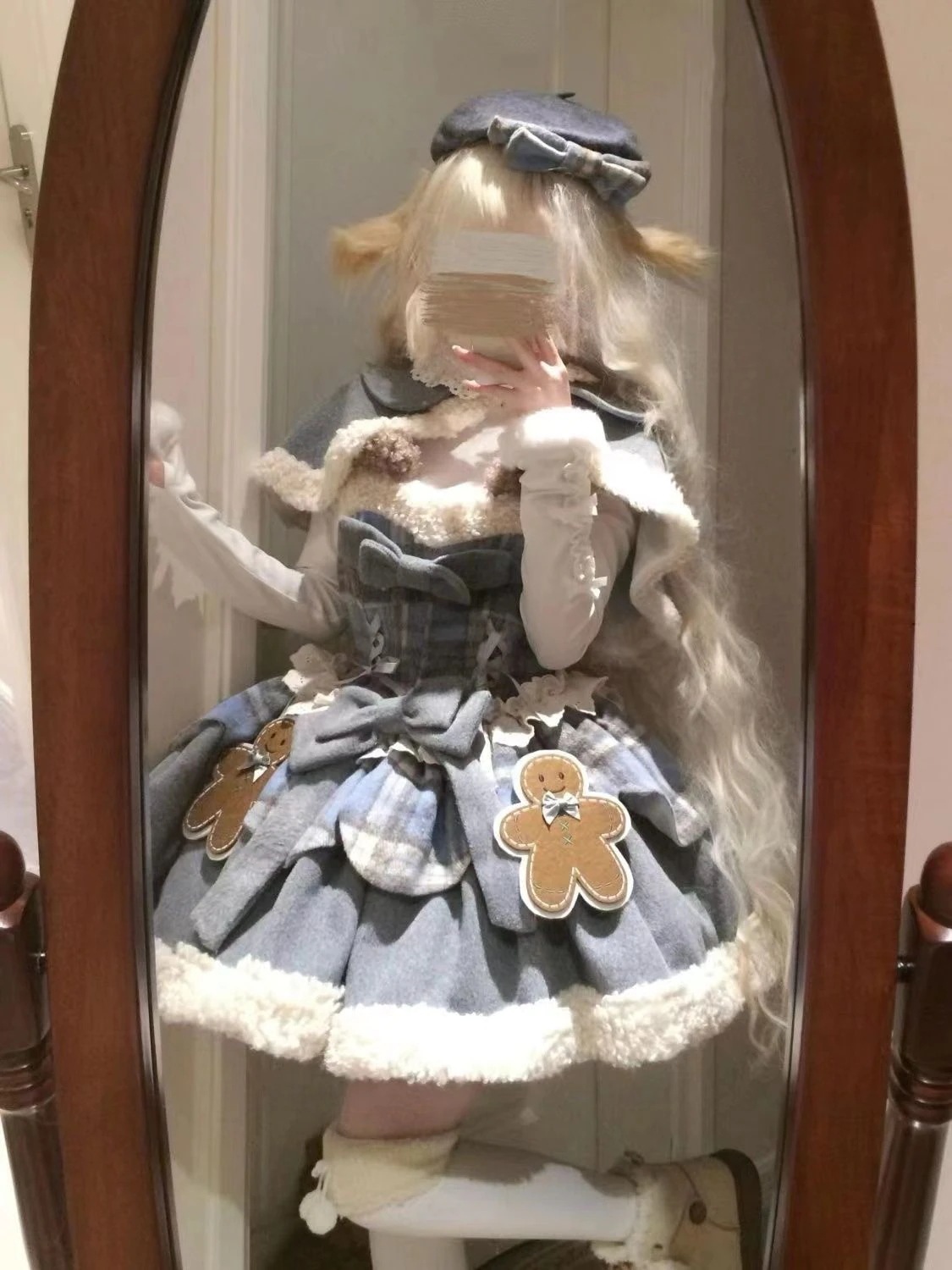 新色追加！クリスマスコスチューム 可愛い クリスマス ロリータドレス ケープ リボン サスペンダーワンピース 秋冬セット