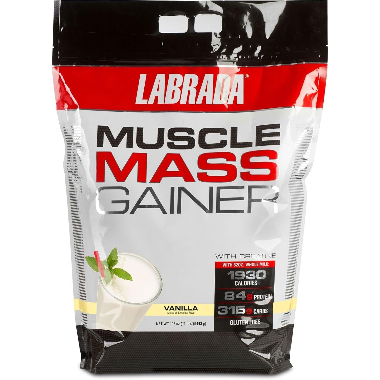 海外直送品LABRADA Nutrition Muscle Mass Gainer, Vanilla, 12 Pound