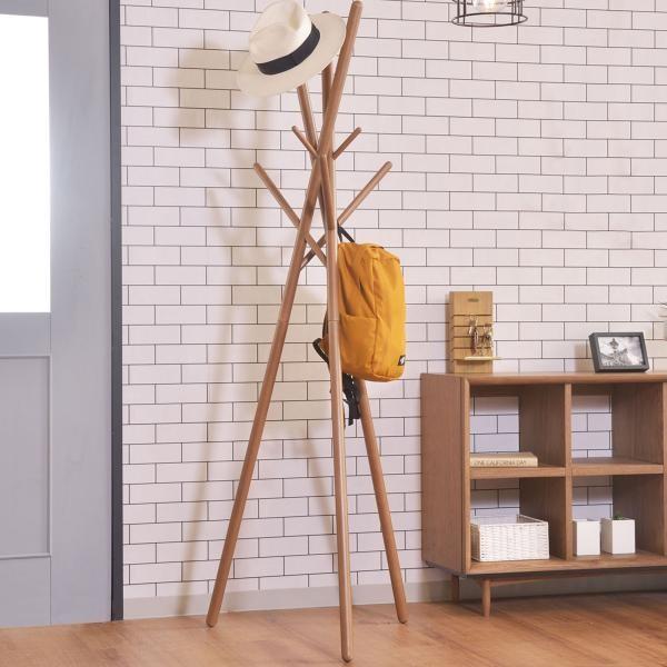コートハンガー ポールハンガー 木製 天然木 おしゃれ 北欧 帽子掛け 洋服掛け 収納 シンプル ハットツリー ハンガーポール ナチュラル 高見え 高級感 ID012