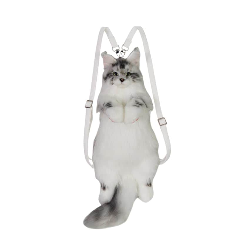 [Weweia] ハンドメイド ル猫 リュック 多機能バックパック 隠し 通学 旅行 プレゼント メインン ふわふわ 猫のいる生活 グレー＆ホワイト 10,427円