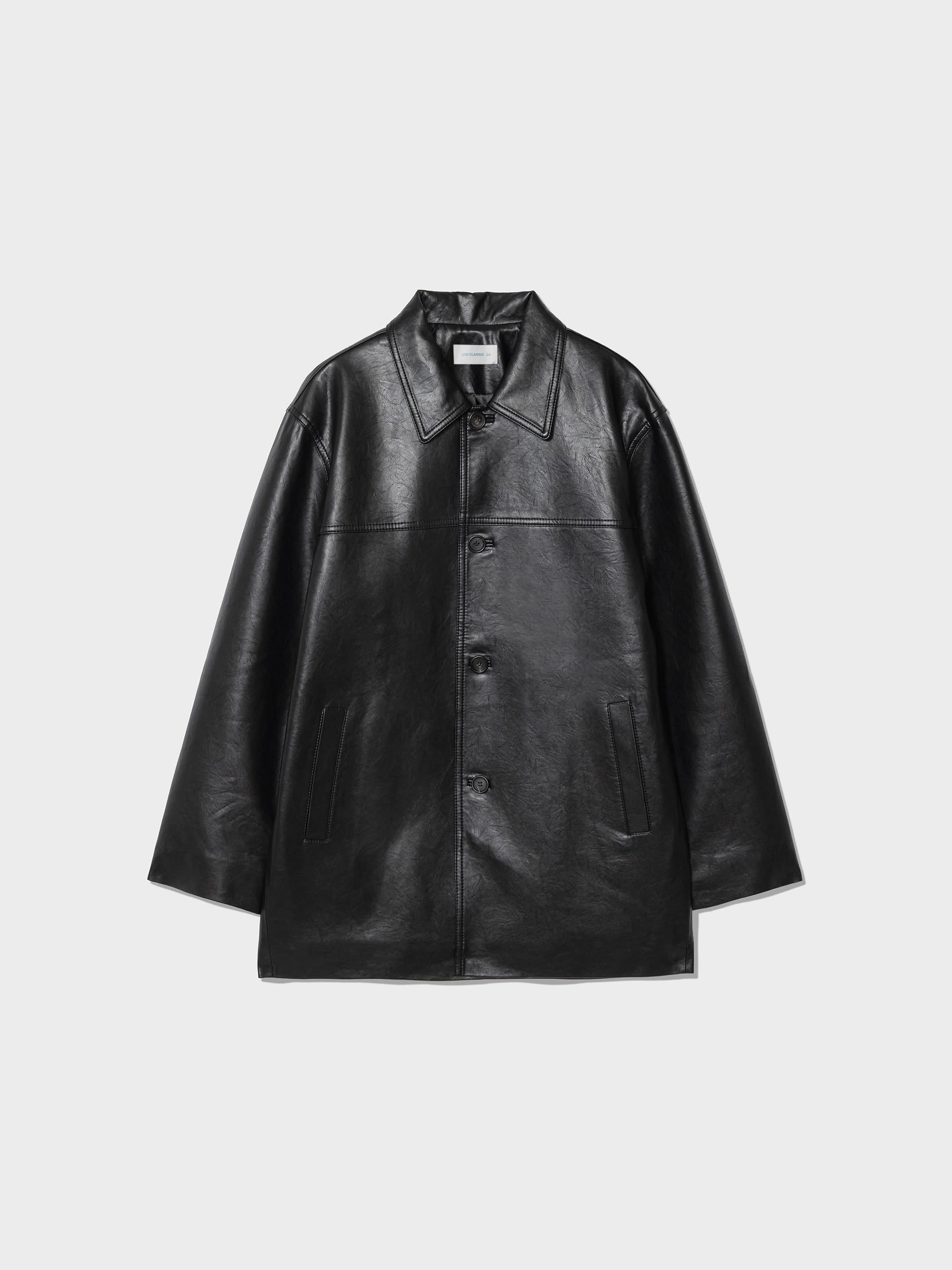 【LOW CLASSIC】 25FW PADDED LEATHER LONG JACKET : BLACK