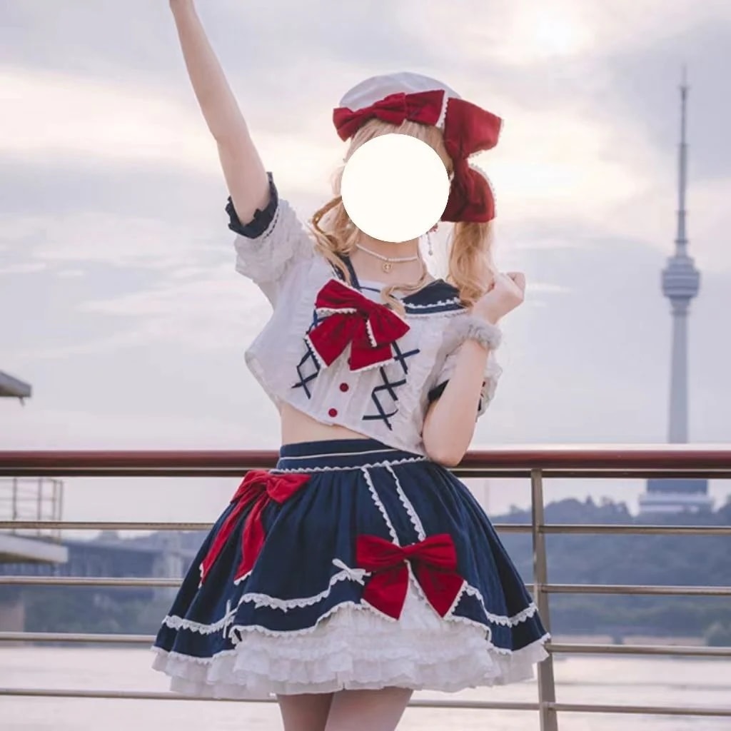 sk半袖スーツロリィタ フレッシュ若々しく甘辛ショートスタイル小柄アイドル