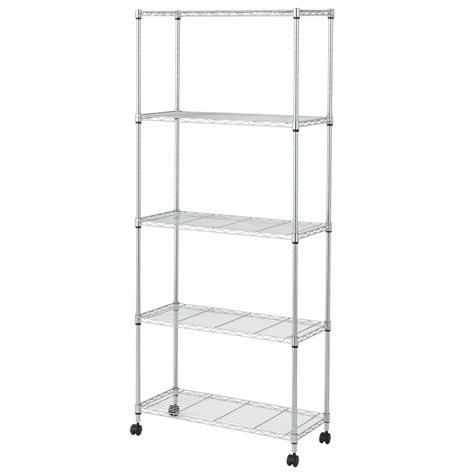 全国送料無料 ドウシシャ メタルルミナスラック キャスター付き スチールラック幅75 5段 EL19-18755 軽量で組立簡単工具いらず 幅74.5×奥行き34.5×高さ178.0cm 棚板耐荷重8