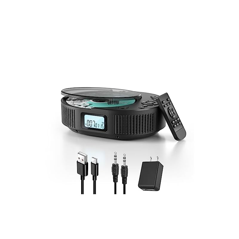 CDプレーヤー Bluetoothスピーカー内蔵 FELEMAN ポータブルCDプレーヤー 2000mAh充電式バッテリー搭載 CDラジオ スリープモード LEDディスプレイ 防塵透明カバー付き 1台