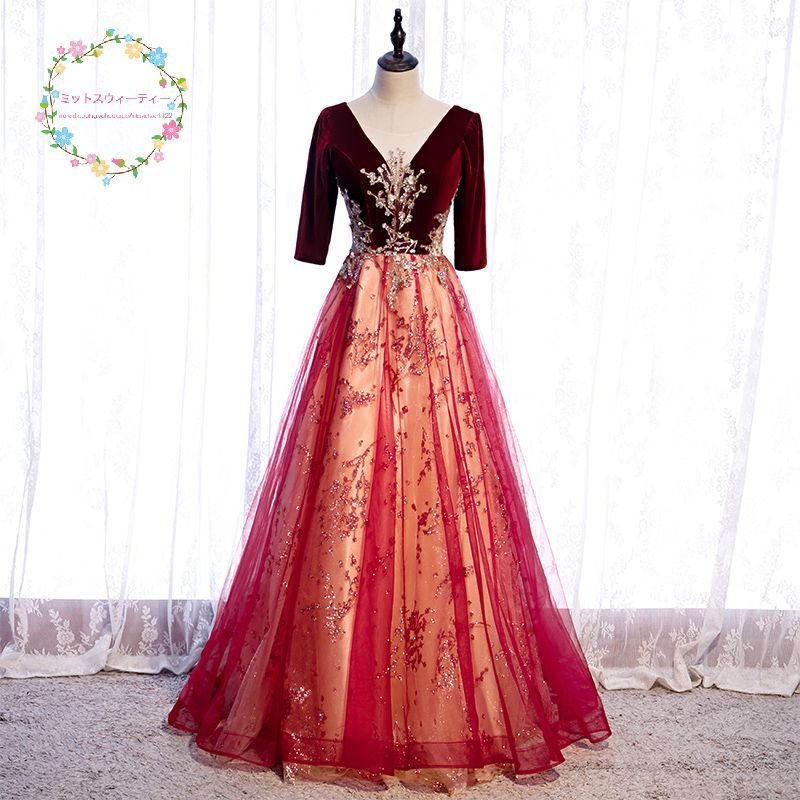 カラードレス 赤 レッド 演奏会 舞台 ロングドレス コンサート パーティードレス 発表会 ウェディングカラードレス 衣装 大人 声楽 ステージ衣装 二次会 結婚式 8,454円