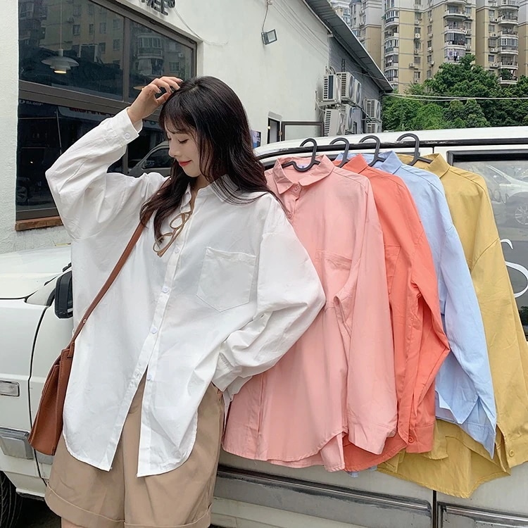 【1つ買うと10つ無料】ピンクシャツの女性用服2025春と秋の語バージョンゆるい長袖日焼け止めジャケット