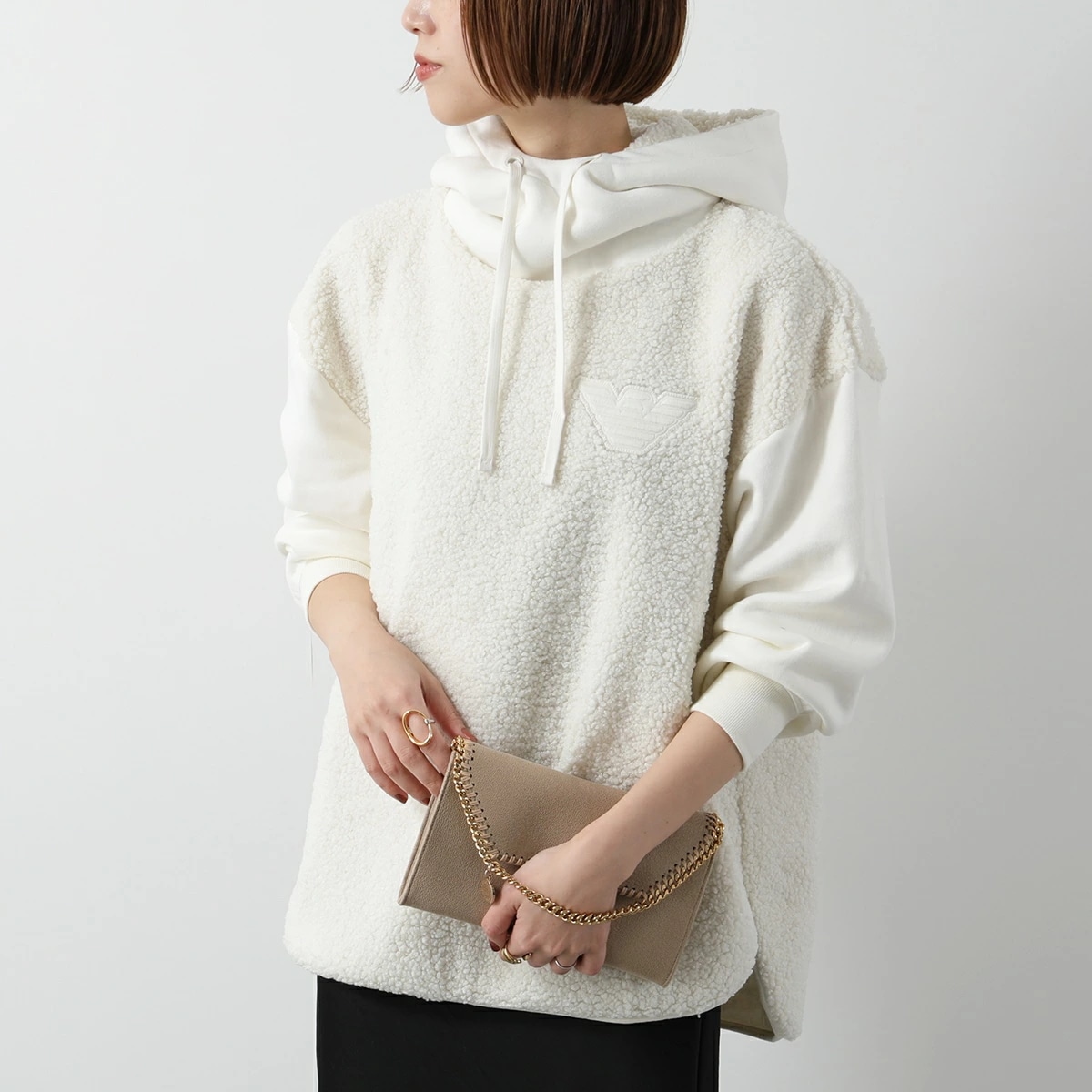 EMPORIO ARMANI UNDER WEAR エンポリオアルマーニ パーカー 164906 4F256 レディース プルオーバー フーディ テディ イーグル ロゴパッチ 92810