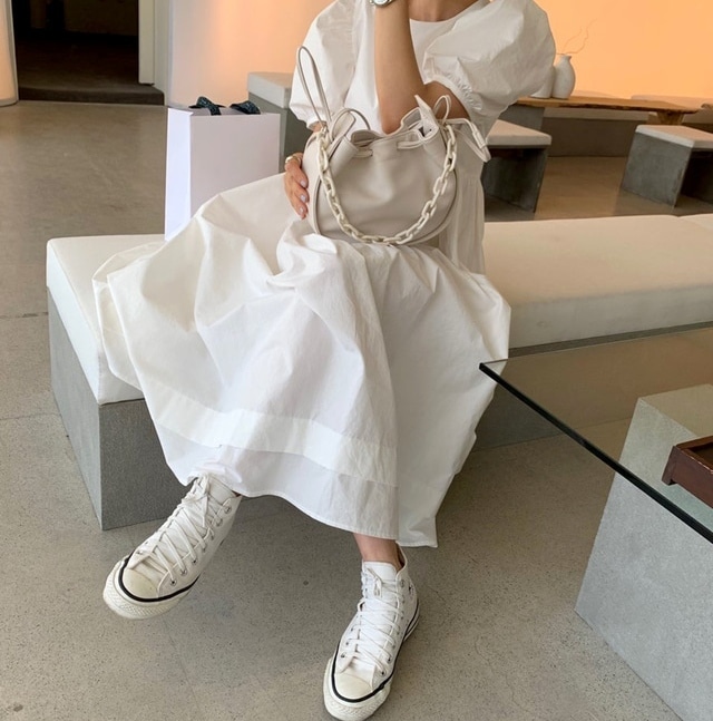 【送料無料】レディース 2カラー ワンピース ロングワンピース マキシワンピース パフスリーブ