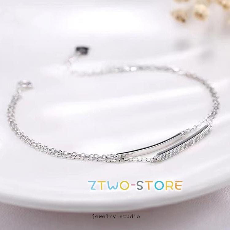 ブレスレット レディース 2連ブレス バー チェーン 上品 プラチナコーティング プレゼント 彼女 妻 娘 女性 20代30代40代50代 母の日ギフト