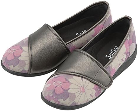 マリアンヌ製靴 ケアシューズ SaiSai フラワープリント フルールパープル 24.0cm W940