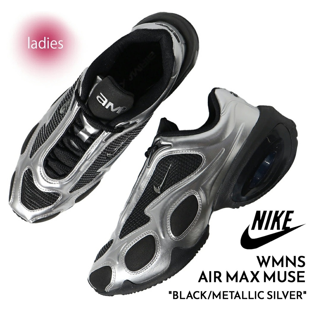 NIKE ナイキ ウィメンズ エアマックス ミューズ スニーカー WMNS AIR MAX MUSE BLACK/METALLIC SILVER ( シルバー レディース FV1920-001 )