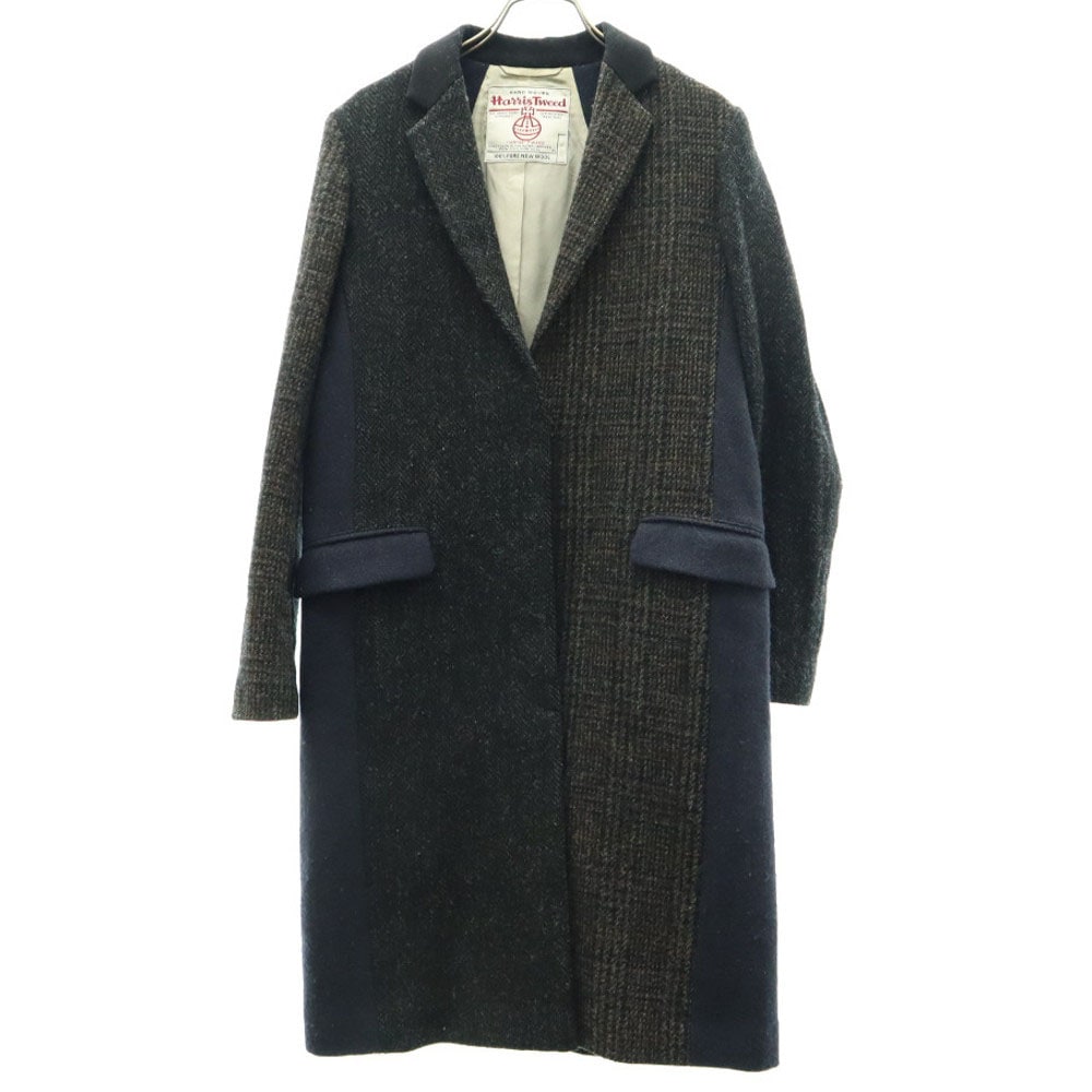 ビューティーアンドユースユナイテッドアローズ ウールマーク ハリスツイード チェック柄 チェスターコート M BEAUTY&YOUTH UNITED ARROWS 切替 ハリスツイード レディース