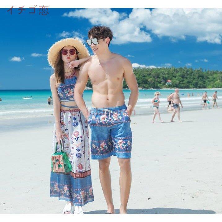 【夏にぴったり！】2026水着ペア ペアルック レディース 男性用 ビーチパンツ 海外 フパンツ カップル メンズ水着 タンキニ みずぎ 新婚旅行 男女ハネン 水着