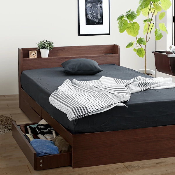 エミー収納セミダブルフレーム 収納付き ベッドの人気商品・通販・価格