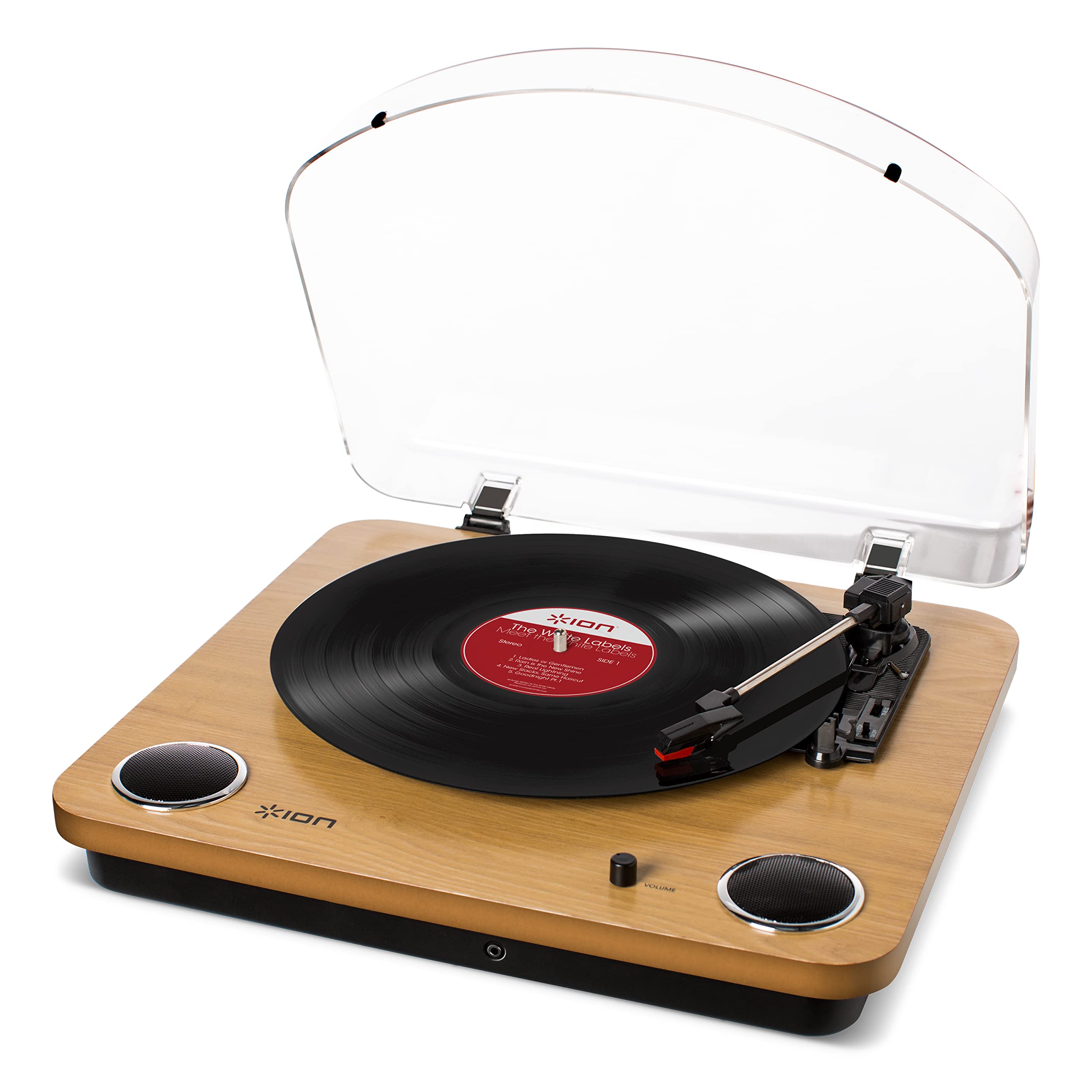 ION Audioレコードプレーヤー スピーカー内蔵 USB ヘッドホン端子 レコードの音をUSB接続でPCに録音可能 33-1/34578回転対応 アイオン Max LP 木目