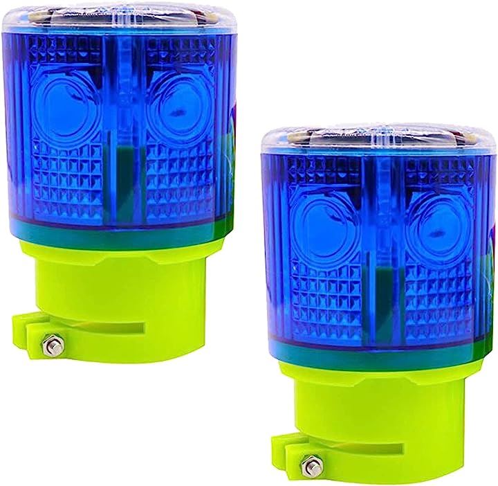 ソーラーライト 工事 省エネ 防犯 LED 太陽光発電 警告灯 高照度 IP45防水 ブルー 2個セット