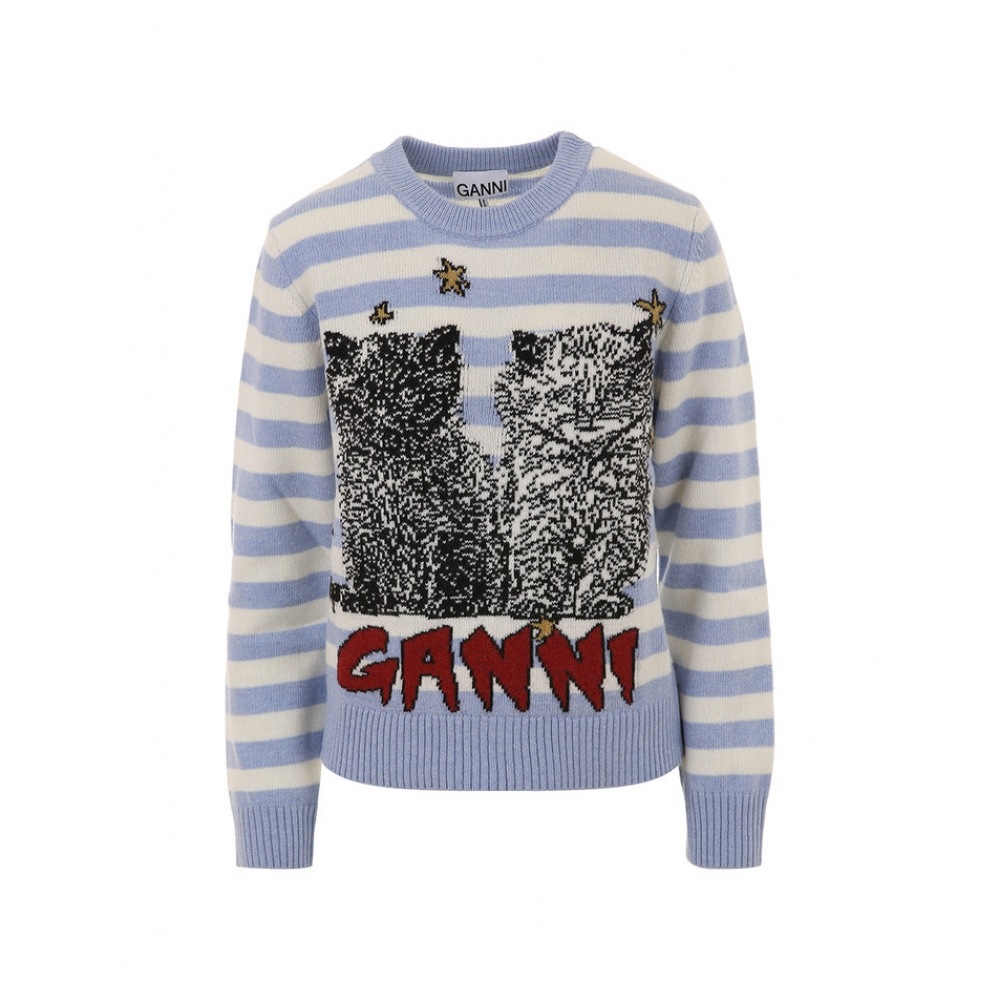 ganni グラフィックウールミックスキャットストライプニット K2369 628 39,064円
