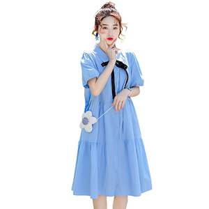 夏の妊婦服ファッション韓国版新型純色2023シャツスカート妊娠期にゆるい隠れワンピースを着る