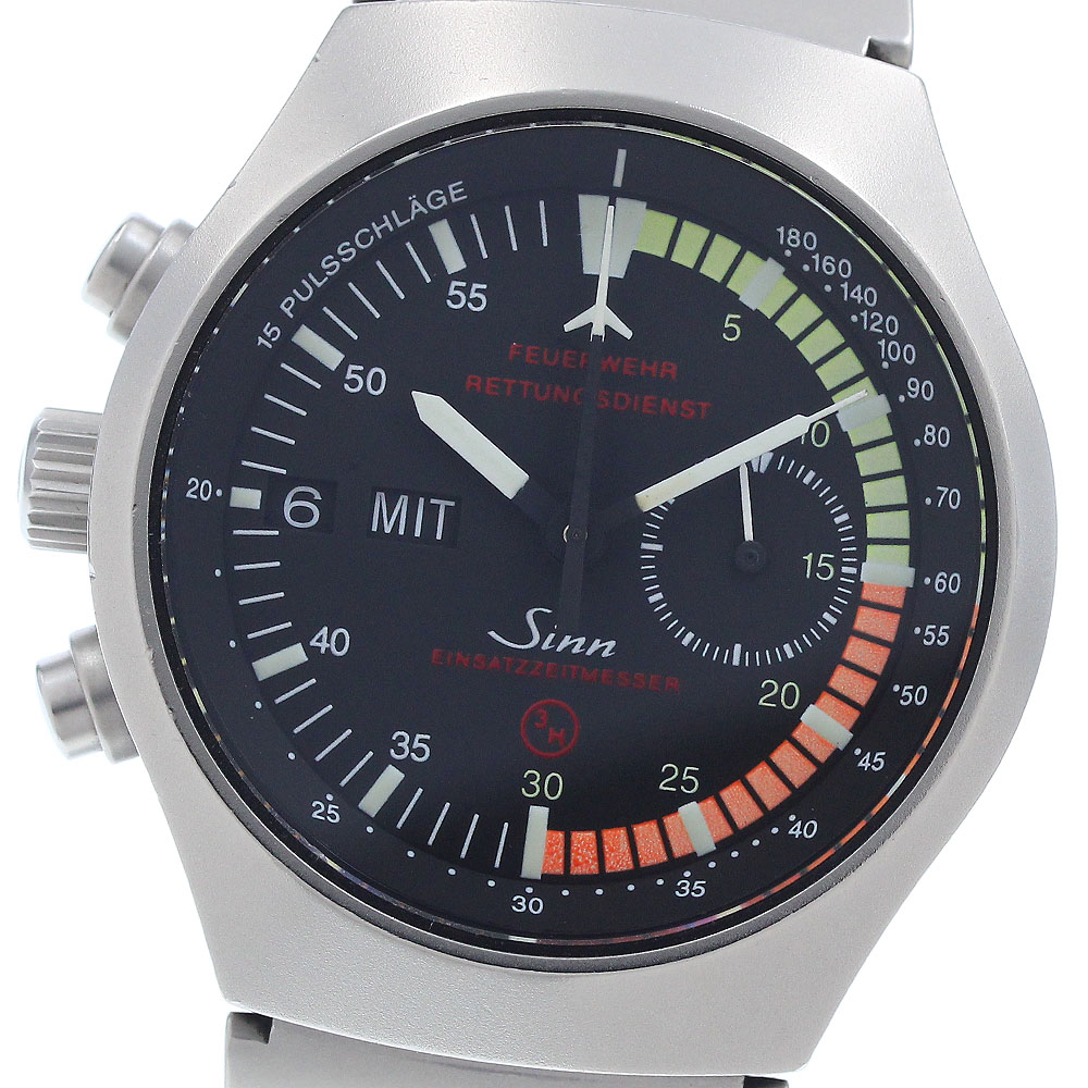 訳あり ジン Sinn 157.EZM4 ドイツ消防レスキュー部隊 クロノグラフ 自動巻き メンズ _935494【中古】