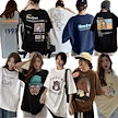 2024新作 Tシャツ韓国ファッション/トップス韓国ファッションゆったりしたトップス夏服/半袖/薄手男女兼用