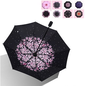 【桜の傘】 手動版 UVカット 紫外線対策 3折り畳み 晴雨兼用 コンパクト 傘