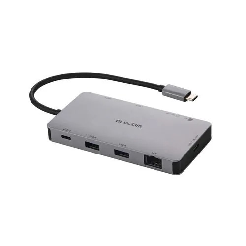エレコム DST-090BP1SV USB Type-C ドッキングステーション 9-in-1 4K HDMI LAN SD PD充電 シルバー