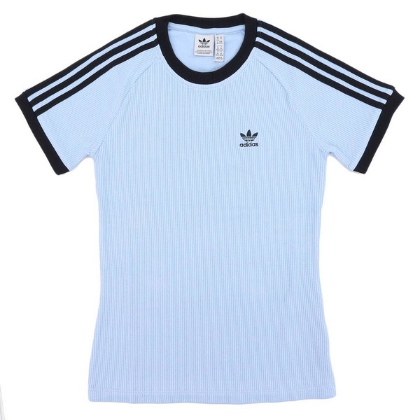 アディダス オリジナルス スリーストライプス スリム半袖 Tシャツ レディース アウトレット ブルー 3 S SLIM TEE-T-SHIRTS IC5462-M adidas Originals