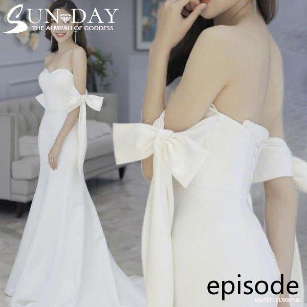 新品ウェディングドレス ウェディングドレス白 パーティードレス ビスチェタイプ 花嫁ロングドレス 結婚式 トレーンライン 二次会 エレガント お呼ばれhs5509