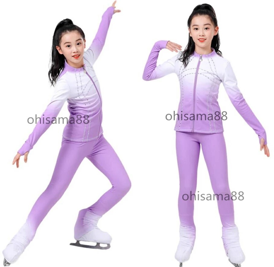 高評価!超人気 フィギュアスケート衣装 練習着 女の子 大人 アイスフィギュアスケート ストレッチ 2点セット 上着 ズボン フィギュアスケート衣装 キッズ アイススケート アイスダンス スケート 競