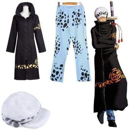 トラファルガーロー 二代 風 コート+ズボン+帽子 コスチューム 黒 青