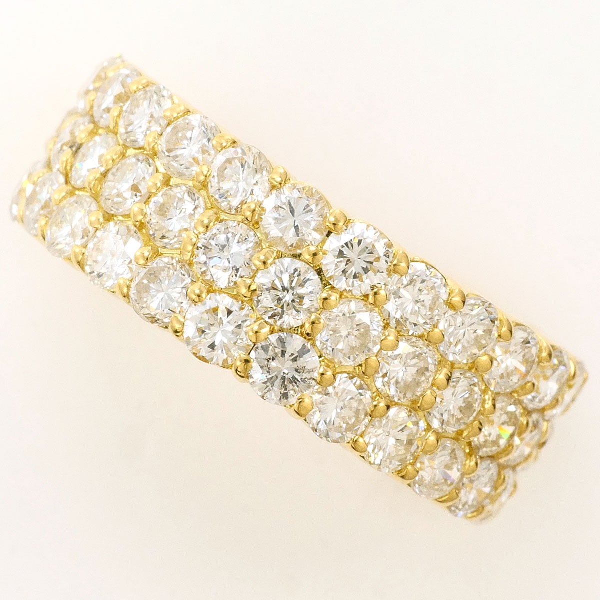 K18 18金 YG イエローゴールド リング・指輪 15号 ダイヤモンド 3.23ct カード鑑別書 総重量約6.3g 中古