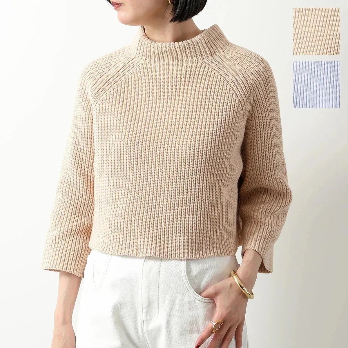 DEMYLEE デミリー セーター FENNA WSR24014 レディース コットン リブ ニット モックネック クロップド ラグランスリーブ カラー2色】